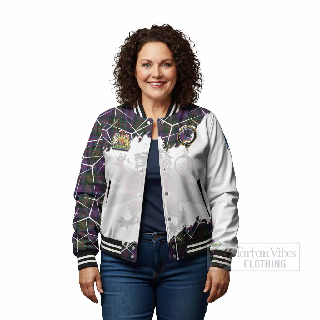 MacDonell (McDonell) Tartan Baseball Jacket with Family Crest and Lion Rampant Grunge Style