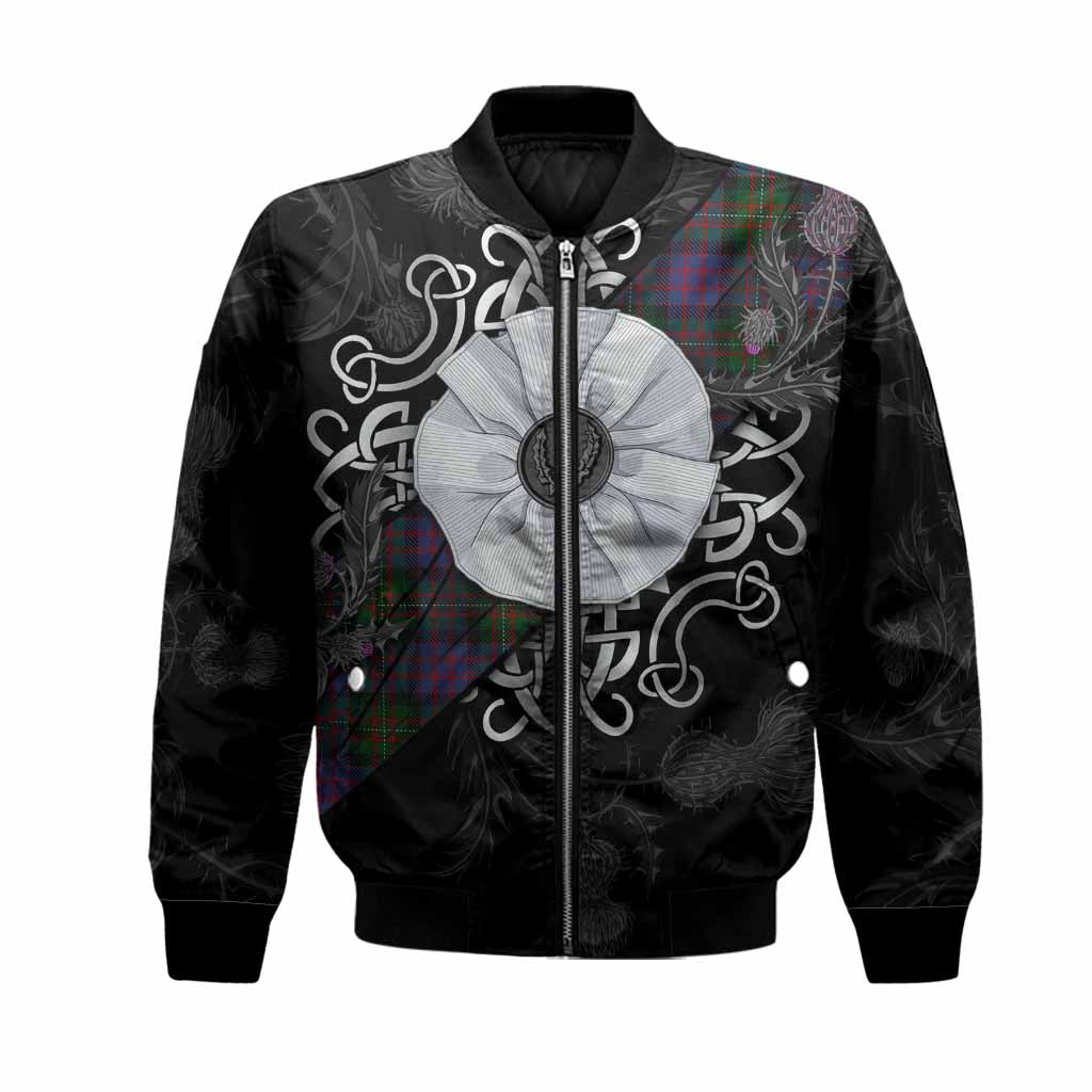 MacDonell (McDonell) Tartan Bomber Jacket Jacobite White Rose Unisex Black - Tartan Vibes Clothing