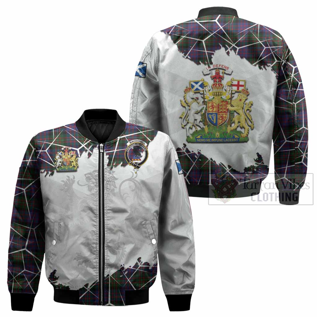 MacDonell (McDonell) Tartan Bomber Jacket with Family Crest and Lion Rampant Grunge Style