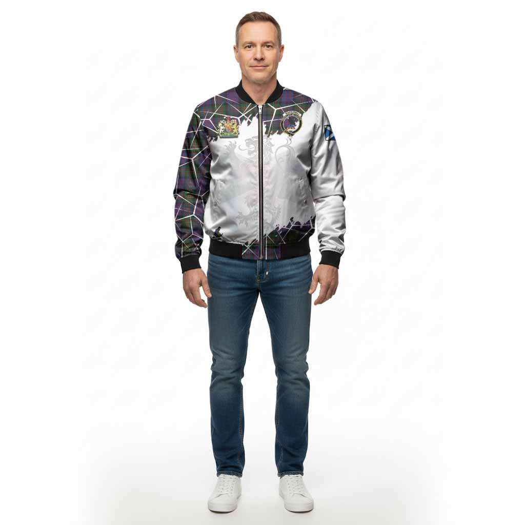 MacDonell (McDonell) Tartan Bomber Jacket with Family Crest and Lion Rampant Grunge Style