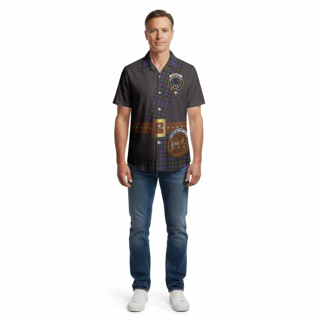 MacDonell (McDonell) Tartan Crest Cotton Hawaiian Shirt Kilt Costume Style