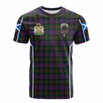 MacDonell (McDonell) Tartan Crest Cotton T-shirt Scotland Coat of Arm Flag Style