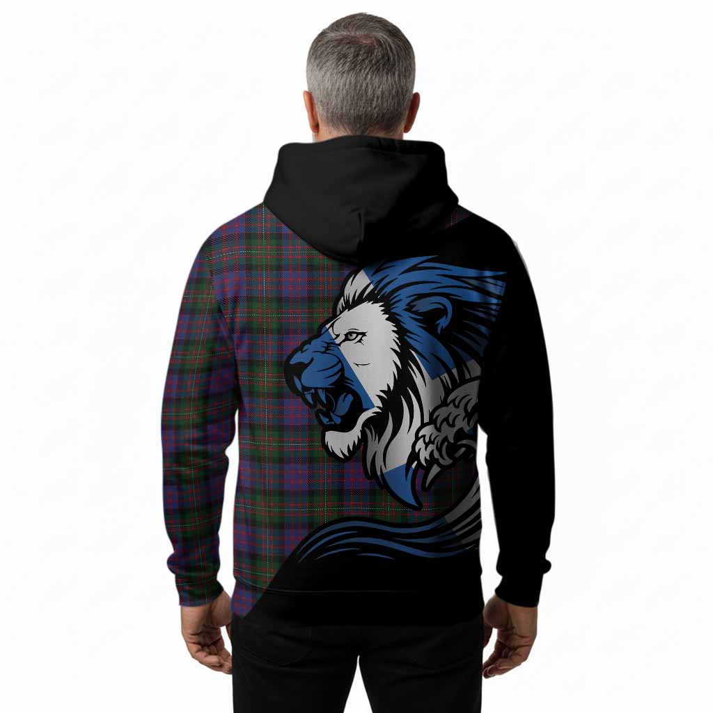 MacDonell (McDonell) Tartan Crest Hoodie Scottish Golden Lions Wave Flow