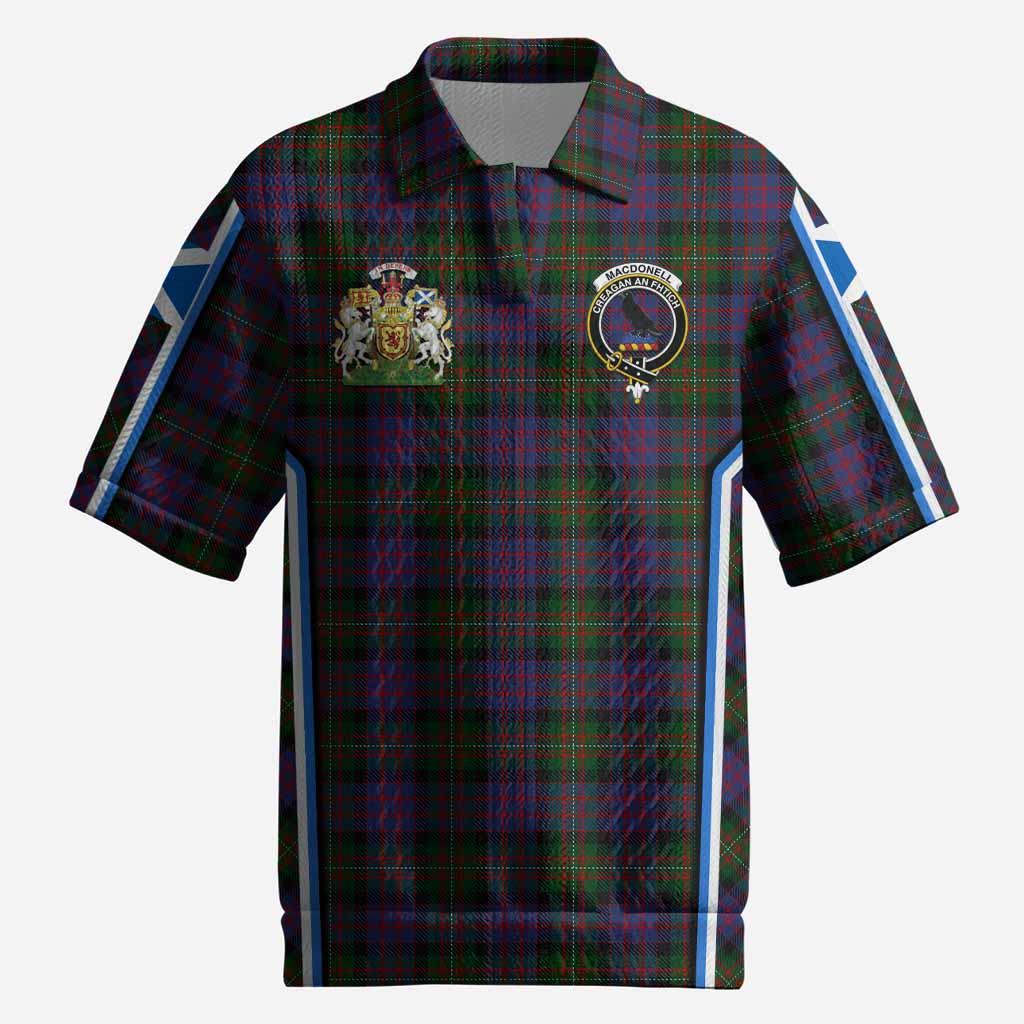 MacDonell (McDonell) Tartan Crest Men’s Polo Sweater Top Scotland Coat of Arm Flag Style