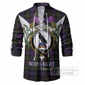 MacDonell (McDonell) Tartan Family Crest Ghillie Shirt Scottish Burns Night Thistle Floral