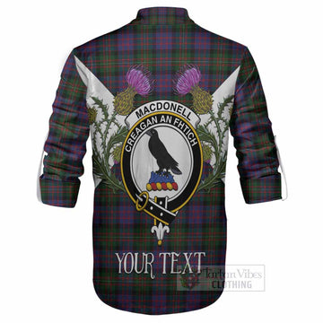 MacDonell (McDonell) Tartan Family Crest Ghillie Shirt Scottish Burns Night Thistle Floral