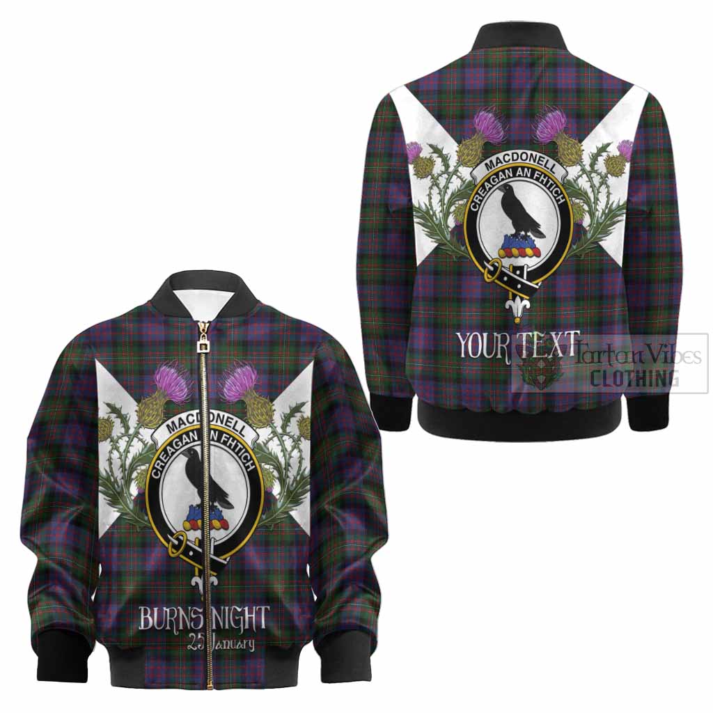 MacDonell (McDonell) Tartan Family Crest Kid Bomber Jacket Scottish Burns Night Thistle Floral