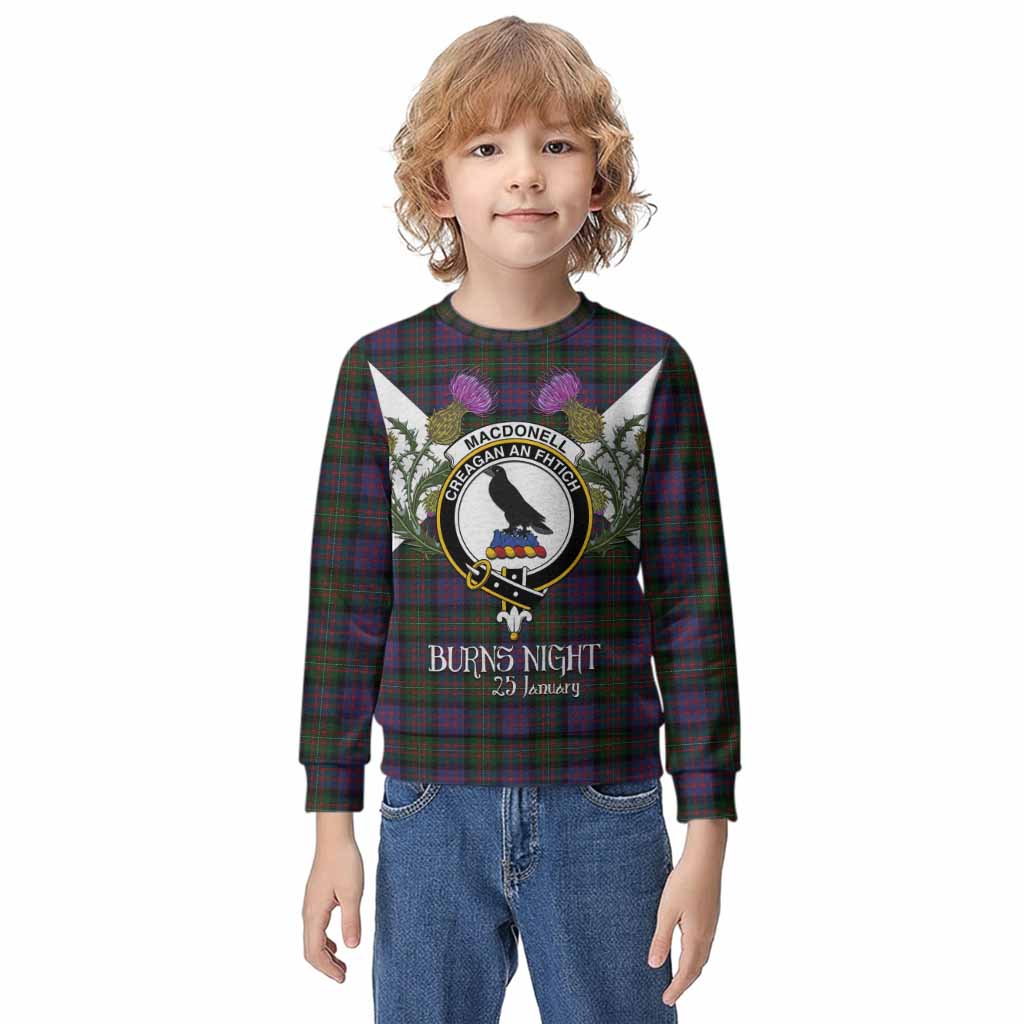 MacDonell (McDonell) Tartan Family Crest Kid Knitted Sweatshirt Scottish Burns Night Thistle Floral