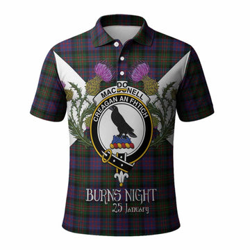 MacDonell (McDonell) Tartan Family Crest Polo Shirt Scottish Burns Night Thistle Floral