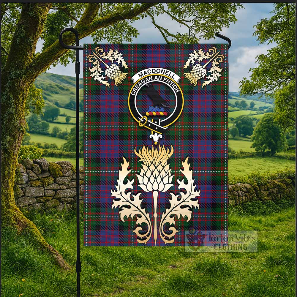 MacDonell (McDonell) Tartan Garden Flag with Golden Regal Scottish Thistle Emblem - Tartan Vibes Clothing