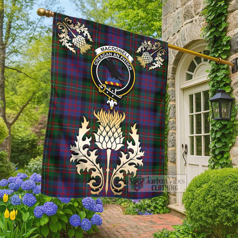MacDonell (McDonell) Tartan Garden Flag with Golden Regal Scottish Thistle Emblem - Tartan Vibes Clothing