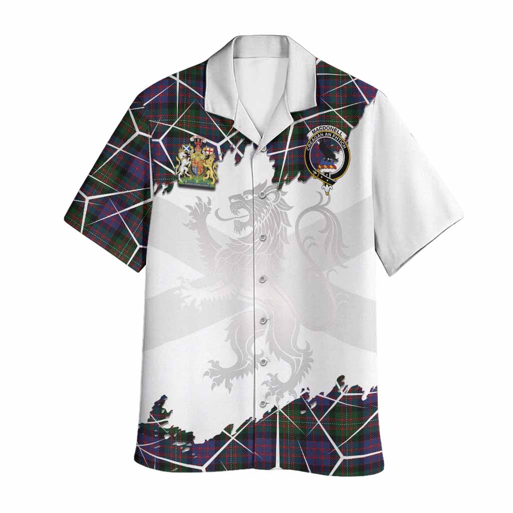 MacDonell (McDonell) Tartan Hawaiian Shirt with Family Crest and Lion Rampant Grunge Style
