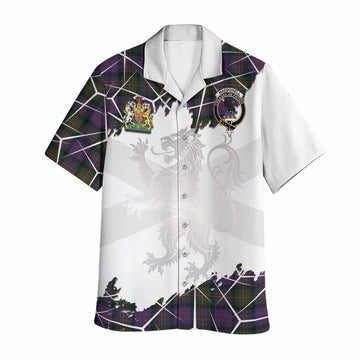 MacDonell (McDonell) Tartan Hawaiian Shirt with Family Crest and Lion Rampant Grunge Style