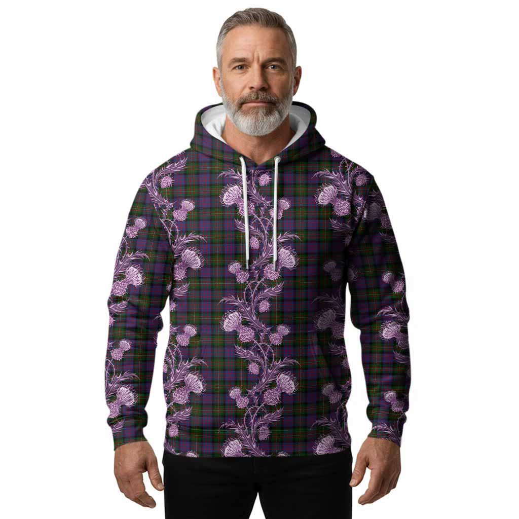 MacDonell (McDonell) Tartan Hoodie Seamless Scottish Thistle Flowers