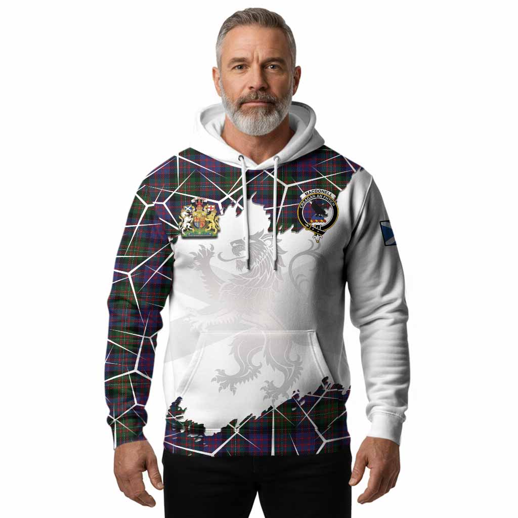 MacDonell (McDonell) Tartan Hoodie with Family Crest and Lion Rampant Grunge Style