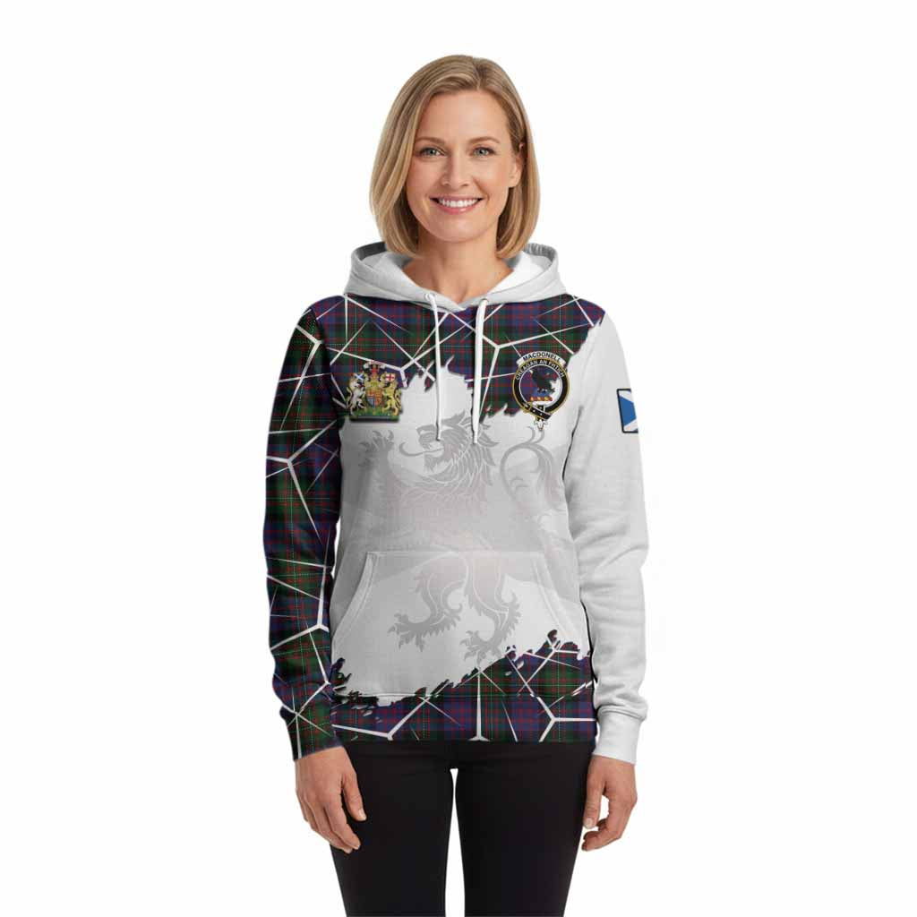 MacDonell (McDonell) Tartan Hoodie with Family Crest and Lion Rampant Grunge Style