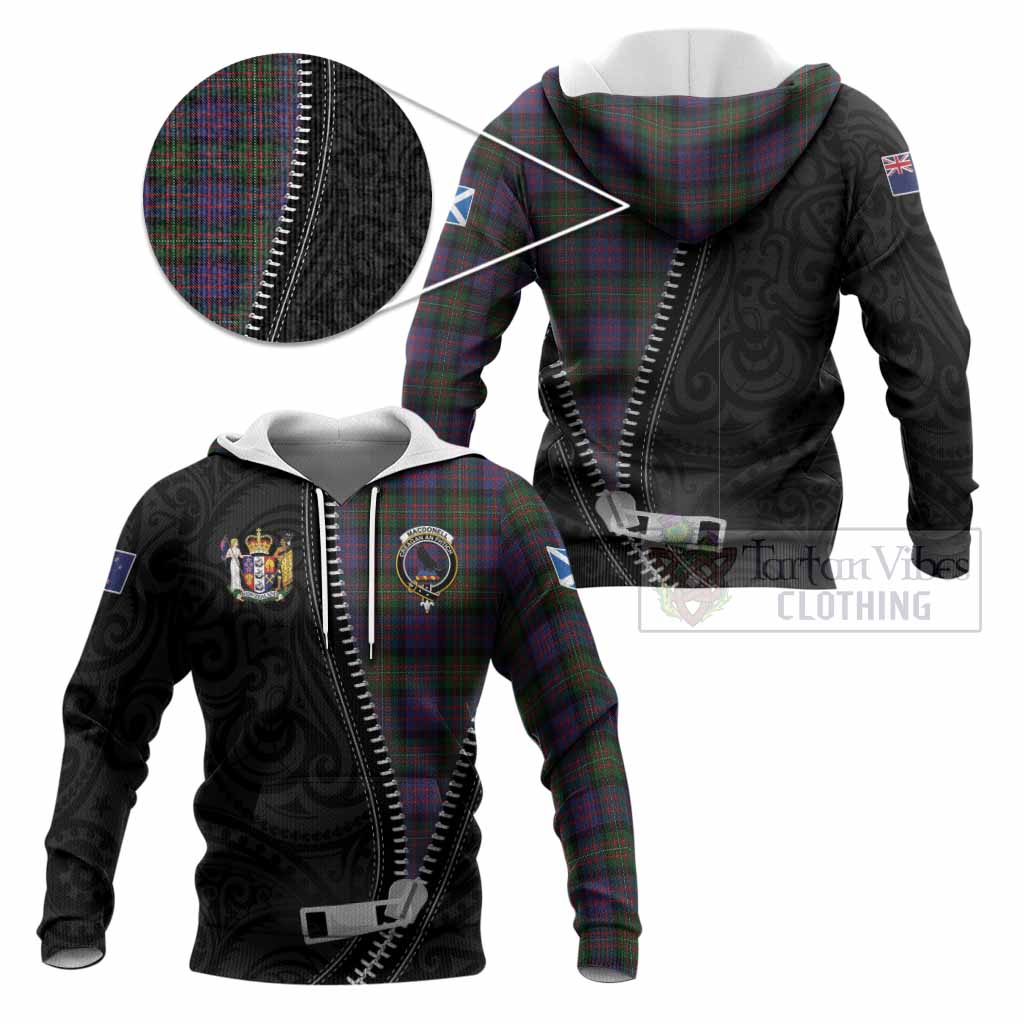 MacDonell (McDonell) Tartan Knitted Hoodie New Zealand Pattern Unique Zipper Stylized