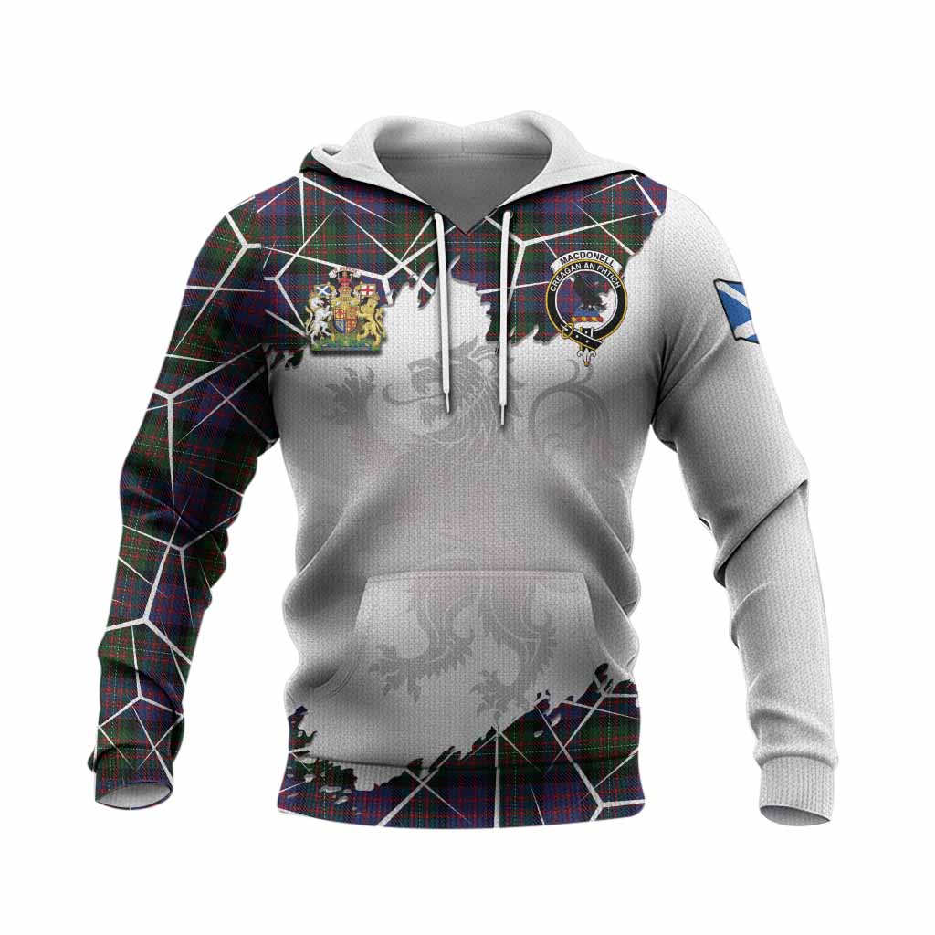 MacDonell (McDonell) Tartan Knitted Hoodie with Family Crest and Lion Rampant Grunge Style