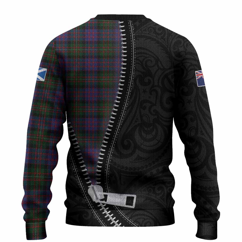 MacDonell (McDonell) Tartan Knitted Sweater New Zealand Pattern Unique Zipper Stylized