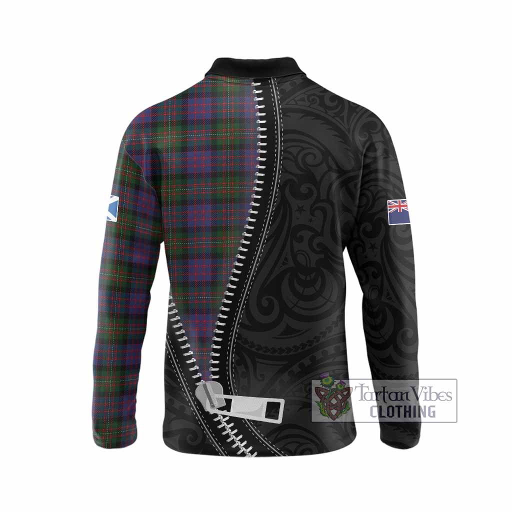 MacDonell (McDonell) Tartan Long Sleeve Polo Shirt New Zealand Pattern Unique Zipper Stylized