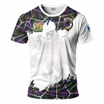 MacDonell (McDonell) Tartan T-Shirt with Family Crest and Lion Rampant Grunge Style
