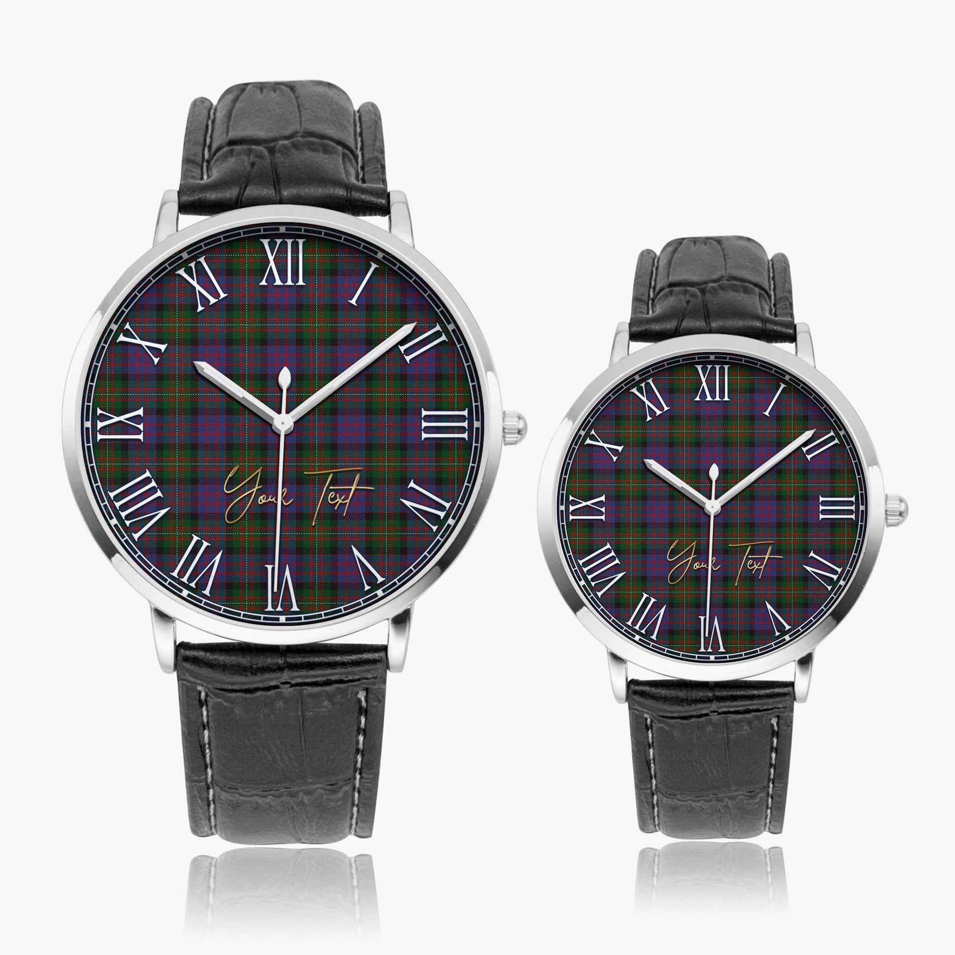 MacDonell (McDonell) Tartan Personalized Your Text Leather Trap Quartz Watch - Tartan Vibes Clothing