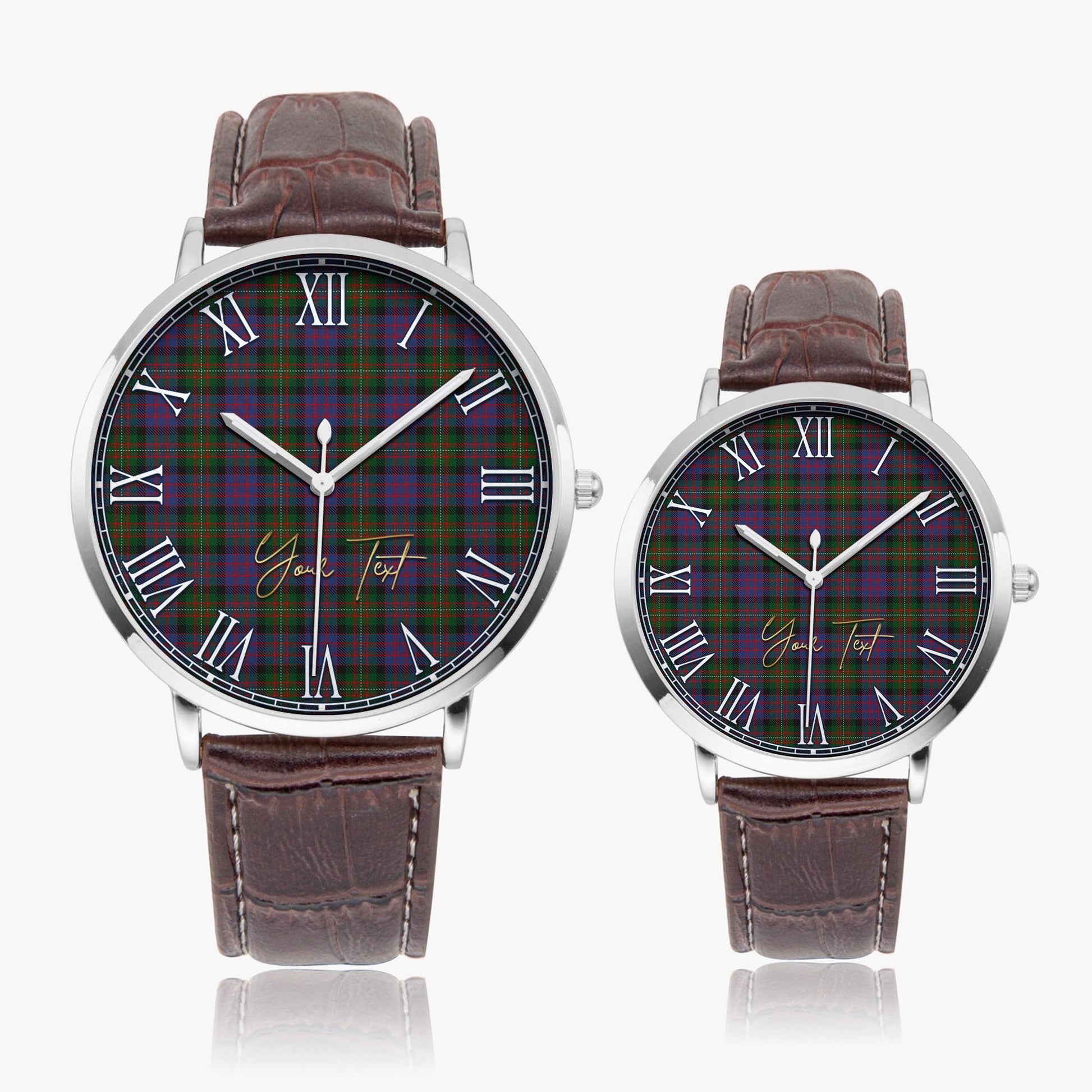 MacDonell (McDonell) Tartan Personalized Your Text Leather Trap Quartz Watch - Tartan Vibes Clothing