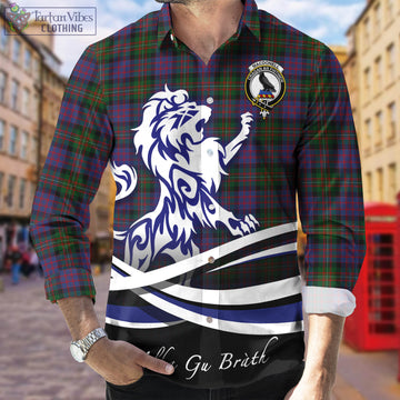 MacDonell of Glengarry Tartan Long Sleeve Button Up Shirt with Alba Gu Brath Regal Lion Emblem
