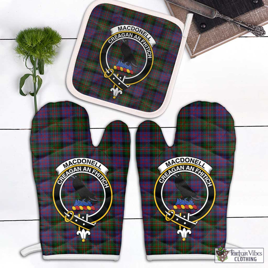 MacDonell (McDonell) Tartan Combo Oven Mitt & Pot-Holder with Family Crest White - Tartan Vibes Clothing