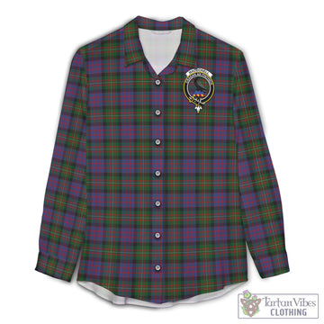MacDonell of Glengarry Tartan Womens Casual Shirt with Family Crest