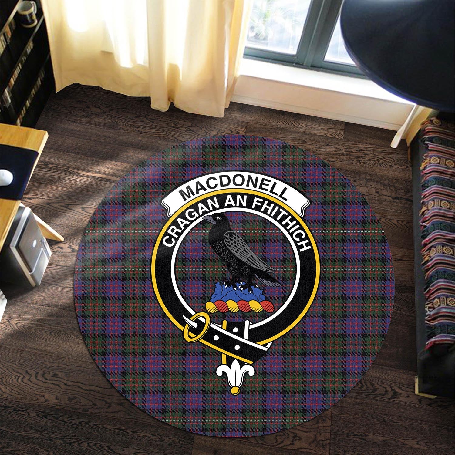 MacDonell (McDonell) Tartan Round Rug with Family Crest Premium Round Rug - Tartan Vibes Clothing
