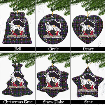 MacDonell (McDonell) Tartan Christmas Ceramic Ornaments with Scottish Gnome Playing Bagpipes Ceramic - Tartan Vibes Clothing