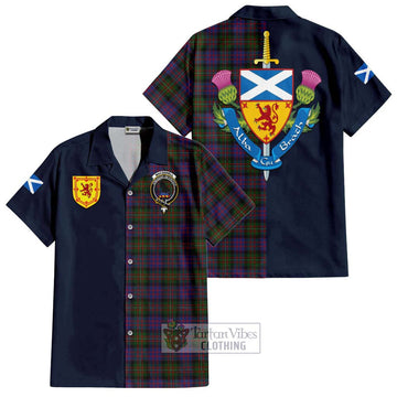 MacDonell (McDonell) Tartan Hawaiian Shirt Alba with Scottish Lion Royal Arm Half Style