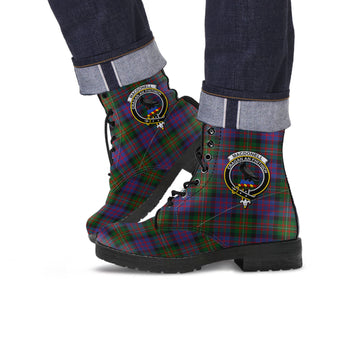MacDonell (McDonell) Tartan Leather Boots with Family Crest Men' Boots - Tartan Vibes Clothing