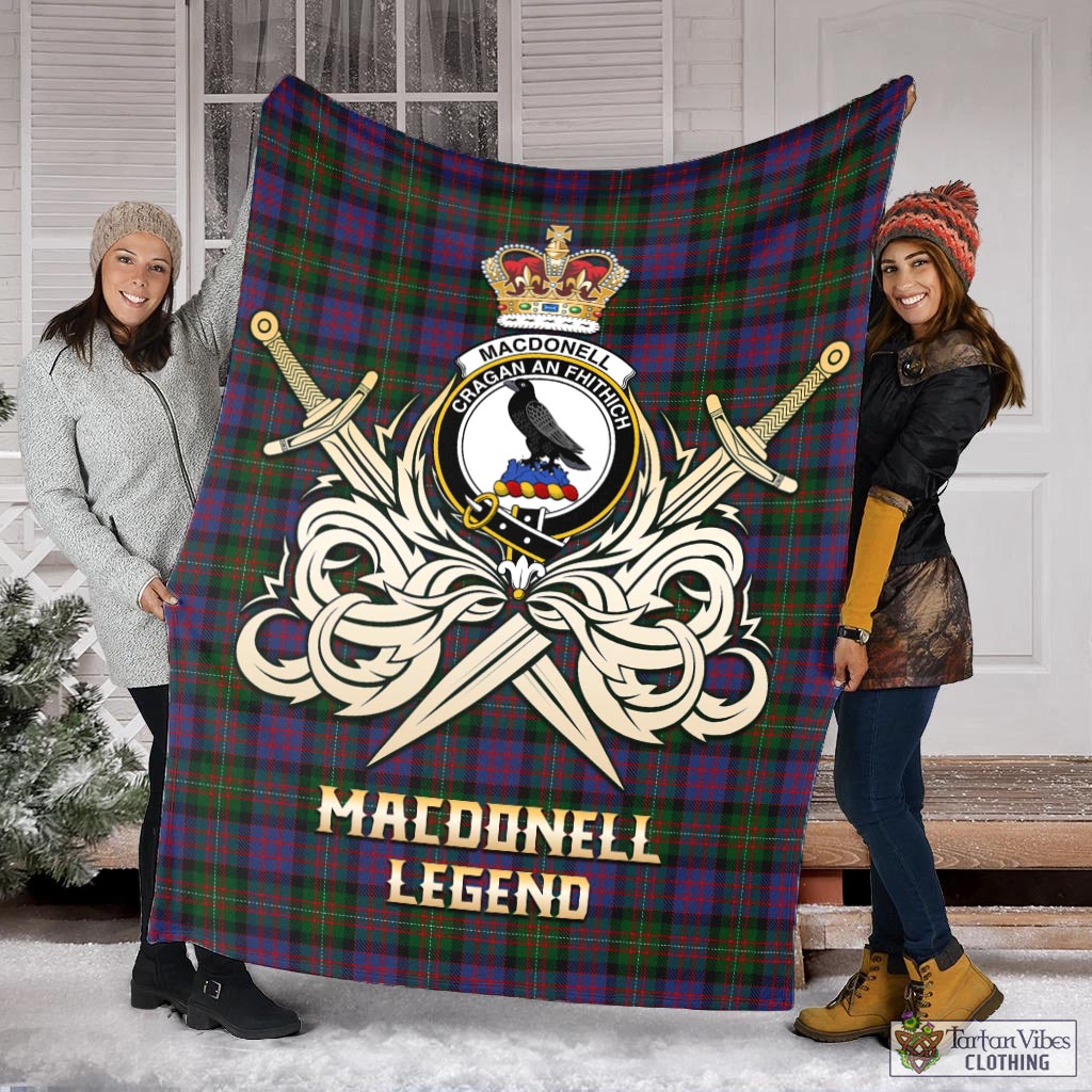 Tartan Vibes Clothing MacDonell of Glengarry Tartan Blanket with Clan Crest and the Golden Sword of Courageous Legacy
