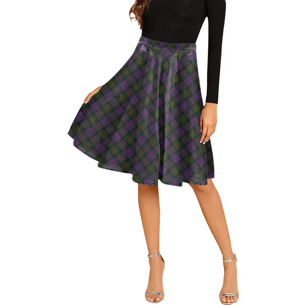 MacDonell (McDonell) Tartan Melete Pleated Midi Skirt Cross Style Female - Tartan Vibes Clothing