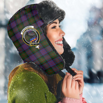 MacDonell (McDonell) Tartan Winter Trapper Hat with Family Crest Winter Trapper Hat Universal Fit Circumference 22.8in (58cm) - Tartan Vibes Clothing