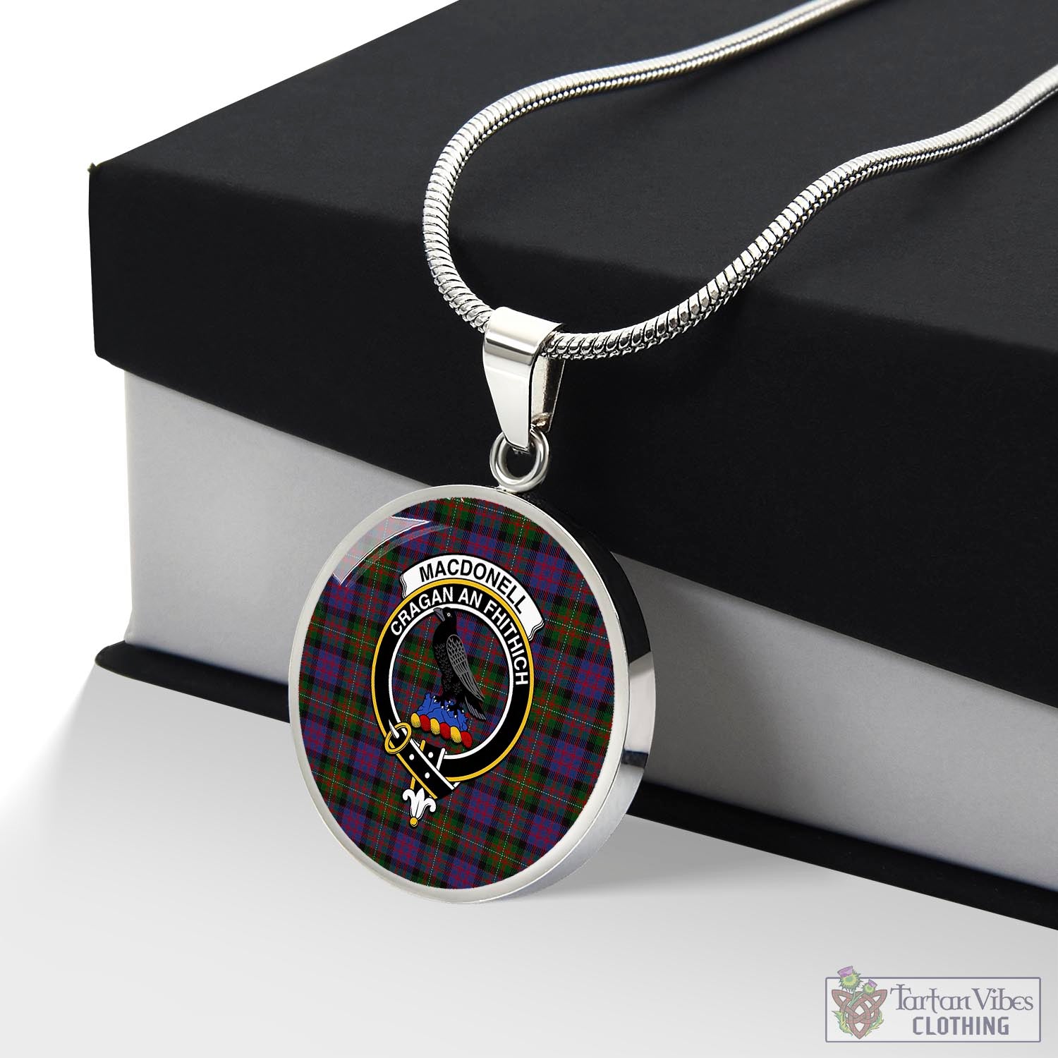MacDonell (McDonell) Tartan Circle Necklace with Family Crest Luxury Necklace (Silver) No - Tartan Vibes Clothing