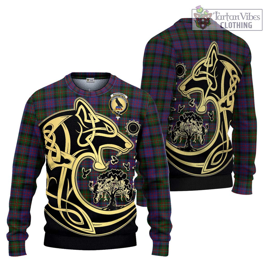 MacDonell (McDonell) Tartan Ugly Sweater with Family Crest Celtic Wolf Style Unisex - Tartan Vibes Clothing