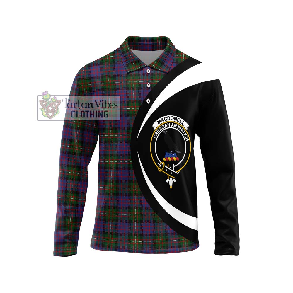 MacDonell (McDonell) Tartan Long Sleeve Polo Shirt with Family Crest Circle Style Unisex - Tartan Vibes Clothing