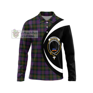 MacDonell (McDonell) Tartan Long Sleeve Polo Shirt with Family Crest Circle Style Unisex - Tartan Vibes Clothing