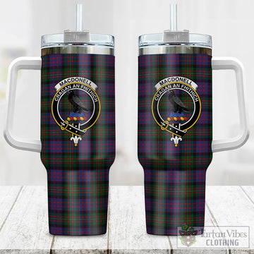 MacDonell of Glengarry Tartan and Family Crest Tumbler with Handle