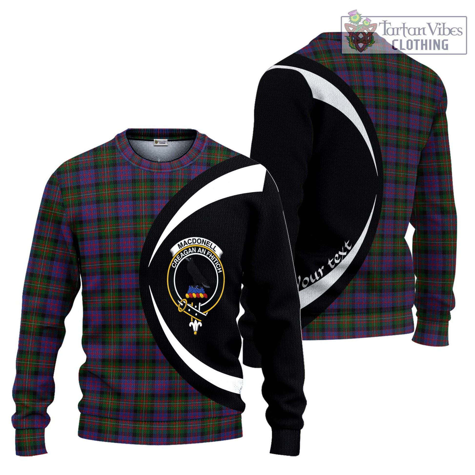MacDonell (McDonell) Tartan Ugly Sweater with Family Crest Circle Style Unisex - Tartan Vibes Clothing