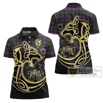 MacDonell (McDonell) Tartan Women's Polo Shirt with Family Crest Celtic Wolf Style Women - Tartan Vibes Clothing