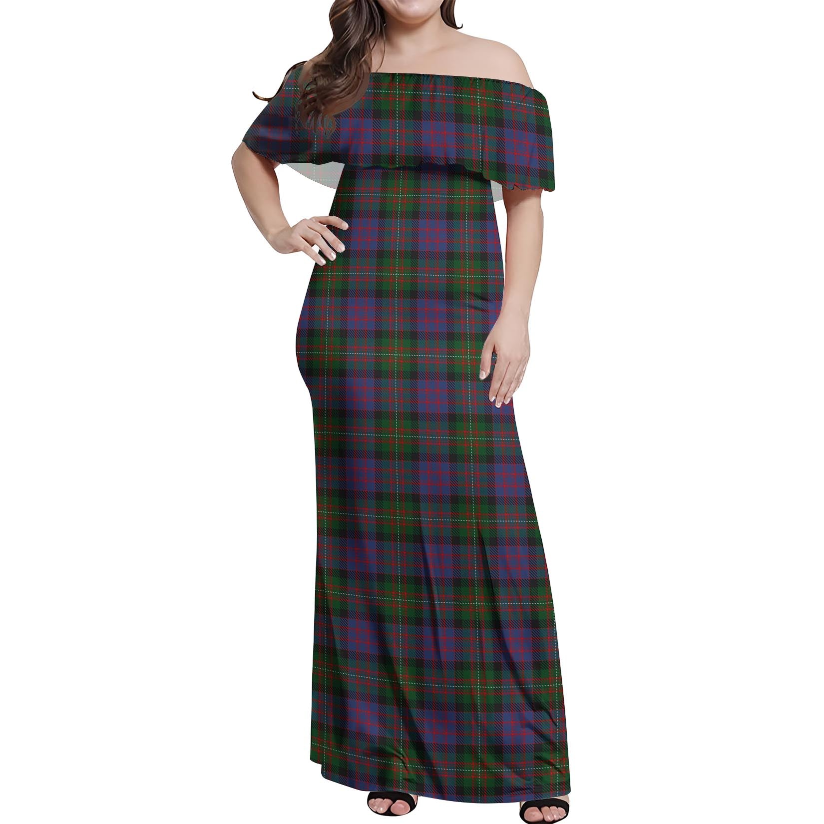 MacDonell (McDonell) Tartan Off Shoulder Long Dress Women's Dress - Tartan Vibes Clothing