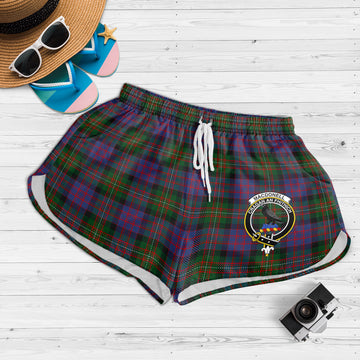 MacDonell of Glengarry Tartan Womens Shorts with Family Crest