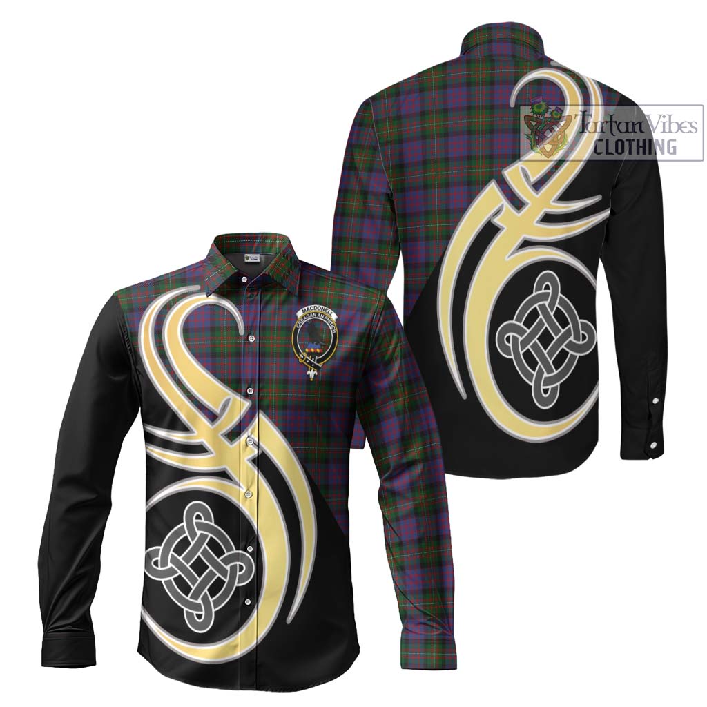 MacDonell (McDonell) Tartan Long Sleeve Button Shirt with Family Crest and Celtic Symbol Style Men's Shirt S - Tartan Vibes Clothing