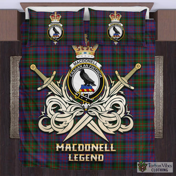 MacDonell of Glengarry Tartan Bedding Set with Clan Crest and the Golden Sword of Courageous Legacy