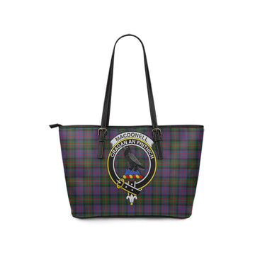 MacDonell of Glengarry Tartan Leather Tote Bag with Family Crest