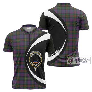 MacDonell (McDonell) Tartan Zipper Polo Shirt with Family Crest Circle Style Unisex - Tartan Vibes Clothing